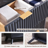 T4TREAM Fluted 6 Drawers Dresser, 54" Wide Modern Chest of Drawers with Faux Marble Top, Curved Profile Design, Dresser TV Stand, Wood Drawer Organizer for Bedroom, Living Room, Hallway, Dark Grey T4TREAM