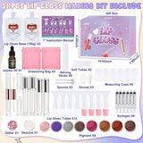 TSVATE Lip Gloss Making Kit, 58PCS DIY Lip Gloss Kit, Lipgloss Making Kit for Women, Beginner, Girls, Moisturizing Lipgloss Base Moist, Double-Ended Tubes, Jojoba Oil, Tween Girls Gift Trendy Stuff TSVATE