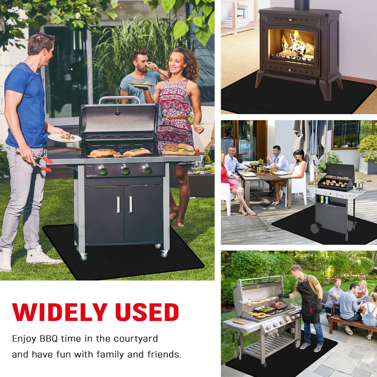 Rumlick 48 x 30 inch Under Grill Mats for Outdoor Grill, Double-Sided Fireproof, Oil and Waterproof Protective Mat for Grass and Deck, Outerdoor BBQ Mat Fire Pit Mat Fireplace Mat rumlick