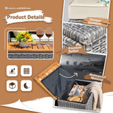 Devoko Outdoor Daybed Set Multifunctional Patio Day Bed Rattan Lounge Bed with 2 Side Tables for Backyard Porch Poolside Lawn Beach (Beige White) Devoko