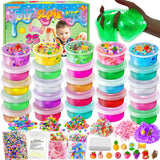 YOPINSAND 25 Cups DIY Slime Kit, Slime Making Kit for Girls, Crystal Clear Slime, Glow in The Dark Slime with Add-ins, Foam Balls, Charms, Slime Party Favors Gift Toys for Kids 3-12 YOPINSAND