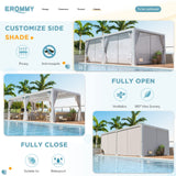 EROMMY 12x20FT Louvered Pergola Outdoor Sun Shade Shelter with Aluminum Frame and Adjustable Metal Rainproof Roof for Garden & Patio, Curtains and Netting Included, White EROMMY