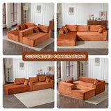 110" Modular Sectional Sofa with L-Shape Chaise, Boneless Cloud Couch with Deep Seat, Sponge Compression Sofas No Assembly Required, Upholstered Couches for Living Room Bedroom, Corduroy (Brown) ETCZOYE
