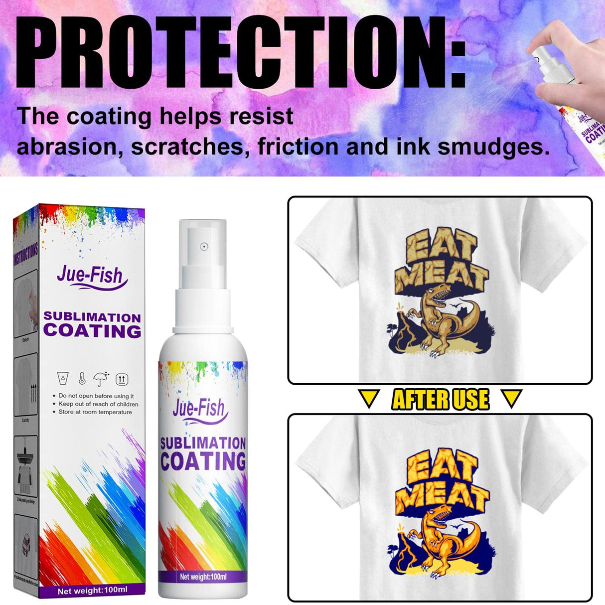 Hulzogul 100ml Sublimation Coating Spray, Coating Spray Clothing Clear Spray Sublimation Cotton Sublimation Protection Coating Spray for All Fabrics Including Polyester Fibre Canvas Hulzogul