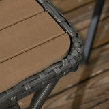 Outsunny PE Rattan Outdoor Coffee Table with Storage, 2-Layer Wicker Side Table, Patio Storage Table with Wood-Plastic Composite Top for Garden, Porch, Backyard, Mixed Brown Outsunny