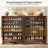 Tribesigns Shoe Cabinet for Entryway, 6-Tier Large Shoe Storage Cabinet with Doors and Adjustable Shelves, Wooden 24-Pair Shoe Rack Organizer Cabinet, Dark Walnut Tribesigns