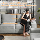 COOSLEEP 100" Sofa with Seats Storage, Comfy 3-Seater Chenille Fabric Couch for Living Room, Office, Apart W/Deep Seat, USB Charging, Upholstered Couch with Removable Cover (Light Grey) COOSLEEP HOME