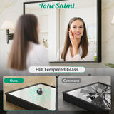 TokeShimi 14 x 18 Recessed Medicine Cabinet, Assembly Required, Black Bathroom Medicine Cabinet with Mirror, Stepless Adjustable Shelves, Tempered Glass, Beveled Aluminum Frame TokeShimi