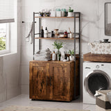 GAOMON Cat Litter Box Enclosure with Shelf Storage, 2-in-1 Hidden Cat Washroom Furniture, Indoor Cat Cabinet, Hidden Cat Box Enclosure with 3 Shelves and Door, Cat House for Most Litter Box, Brown GAOMON