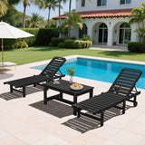 SERWALL Outdoor Coffee Table, HDPE Patio Coffee Table for Outside, Rectangle, Black SERWALL