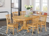 East West Furniture AVGR7-OAK-W 7 Piece Dining Table Set Consist of an Oval Dining Room Table with Butterfly Leaf and 6 Wood Seat Chairs, 42x60 Inch, Oak East West Furniture