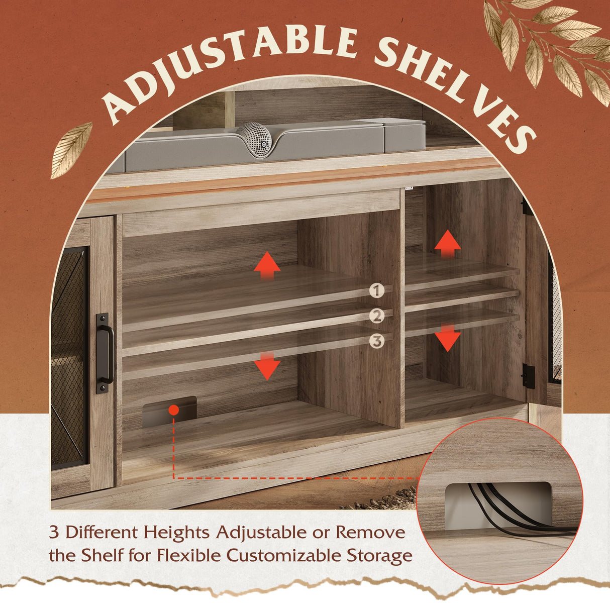 WLIVE TV Stand up to 65 Inch TV, 59" Entertainment Center with LED, Tall Farmhouse TV Media Console with Storage Cabinets for Living Room and Bedroom, Grey WLIVE