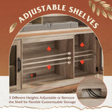 WLIVE TV Stand up to 65 Inch TV, 59" Entertainment Center with LED, Tall Farmhouse TV Media Console with Storage Cabinets for Living Room and Bedroom, Grey WLIVE