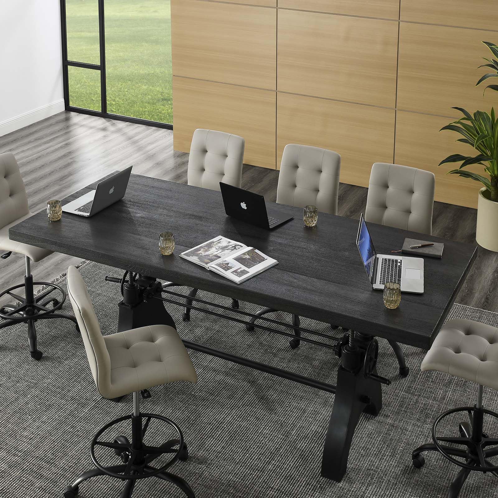 Modway 96" Adjustable Counter/Bar-Height Dining or Conference Table Black - WoodArtSupply