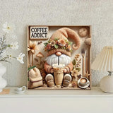 BYGFHLYW Diamond Art Painting Kits for Adults, Gnome Drinks Coffee 5D Diamond Painting Dots Art Kits for Adults Beginner, DIY Full Round Gem Crystal Art Paint by Diamond, Home Wall Decor 14x 14 in BYGFHLYW