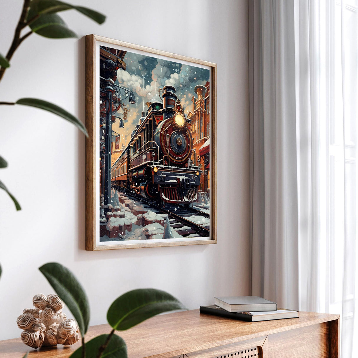 SKRYUIE Paint by Numbers Kit for Adults Beginner Train, Acrylic Snow Oil Painting by Numbers Kits with PaintBrushes Paintwork Art Crafts Canvas for Home Decor 16x20 inch / 40x50 cm SKRYUIE