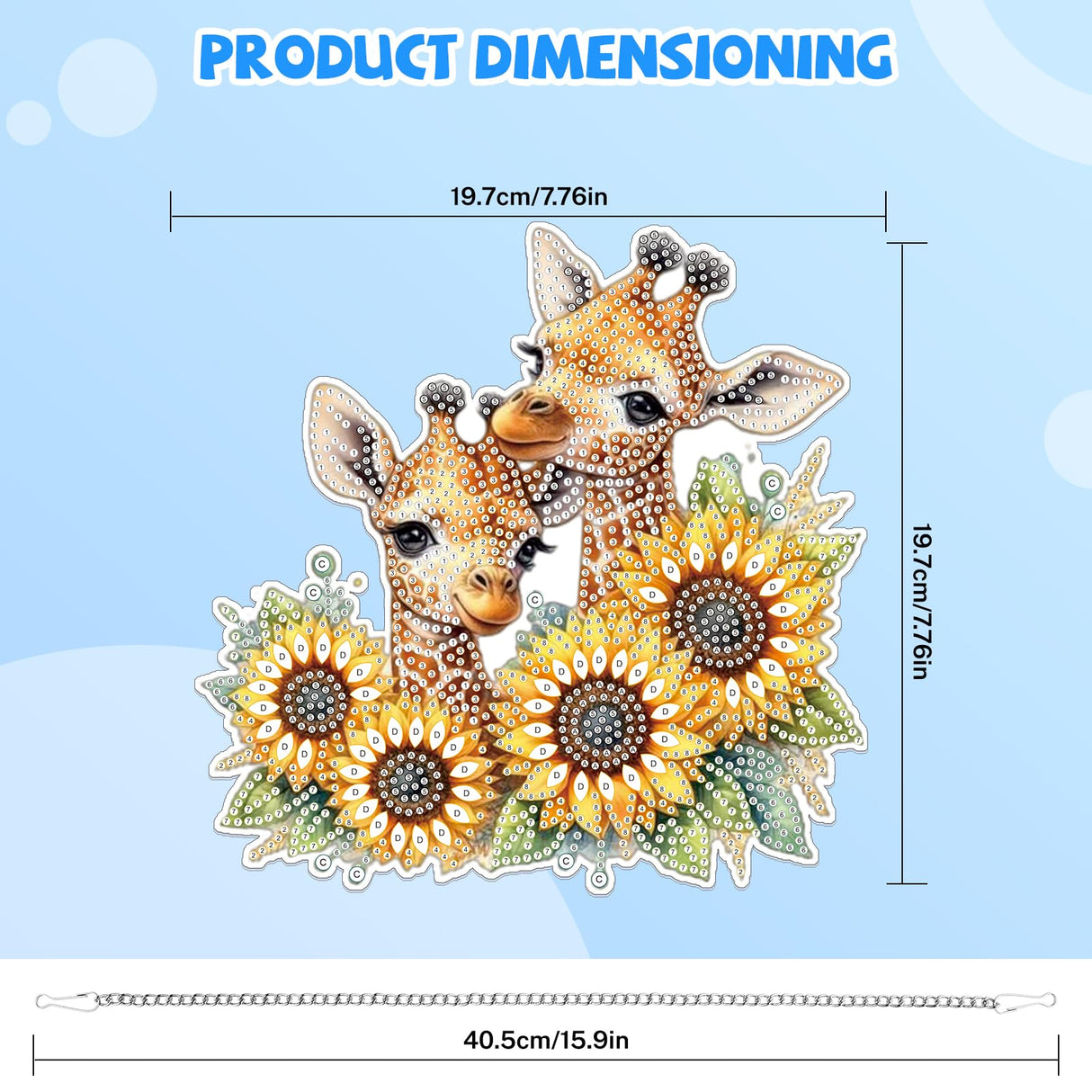 Bowetile Giraffe Hanging Diamond Art Painting Kits for Adults Beginners, 5D Sunflower Special Shape Diamond Art Kits, Crystal Rhinestones Diamond Gem Art Painting for Home Wall Decor, New Home Gifts Bowetile