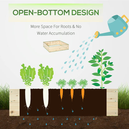 Outsunny Wooden Raised Garden Bed Kit, Elevated Planter Box with Bed Liner for Backyard, Patio to Grow Vegetables, Herbs, and Flowers, 4' x 4' x 12" - WoodArtSupply