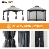 Sunjoy Miro 10.5 ft. x 13 ft. Gray and Black 2-Tier Steel Gazebo Sunjoy