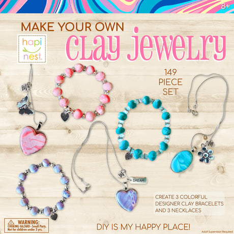 Hapinest Make Your Own Clay Jewelry Making Kit for Girls,Create 3 Bracelets & 3 Necklaces Hapinest