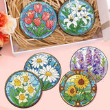 croshom 8 PCS Flowers Diamond Art Coasters Diamond Painting Coasters Kits with Holder Flowers DIY Coaster for Adults Beginners, Diamonds Art Crafts Supplies Sunflowers croshom