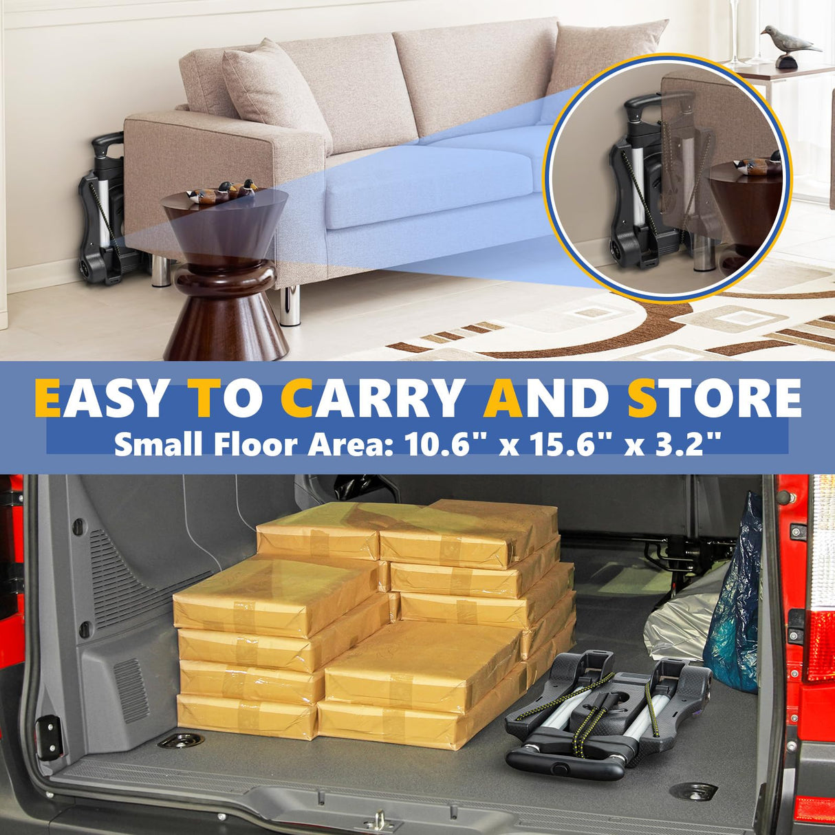 Gorpuire Small Folding Hand Truck Dolly with 2 Wheels, Foldable Luggage Cart, Lightweight Aluminum Collapsible Trolly Portable Dolly for Moving Airport Travel Use Gorpuire