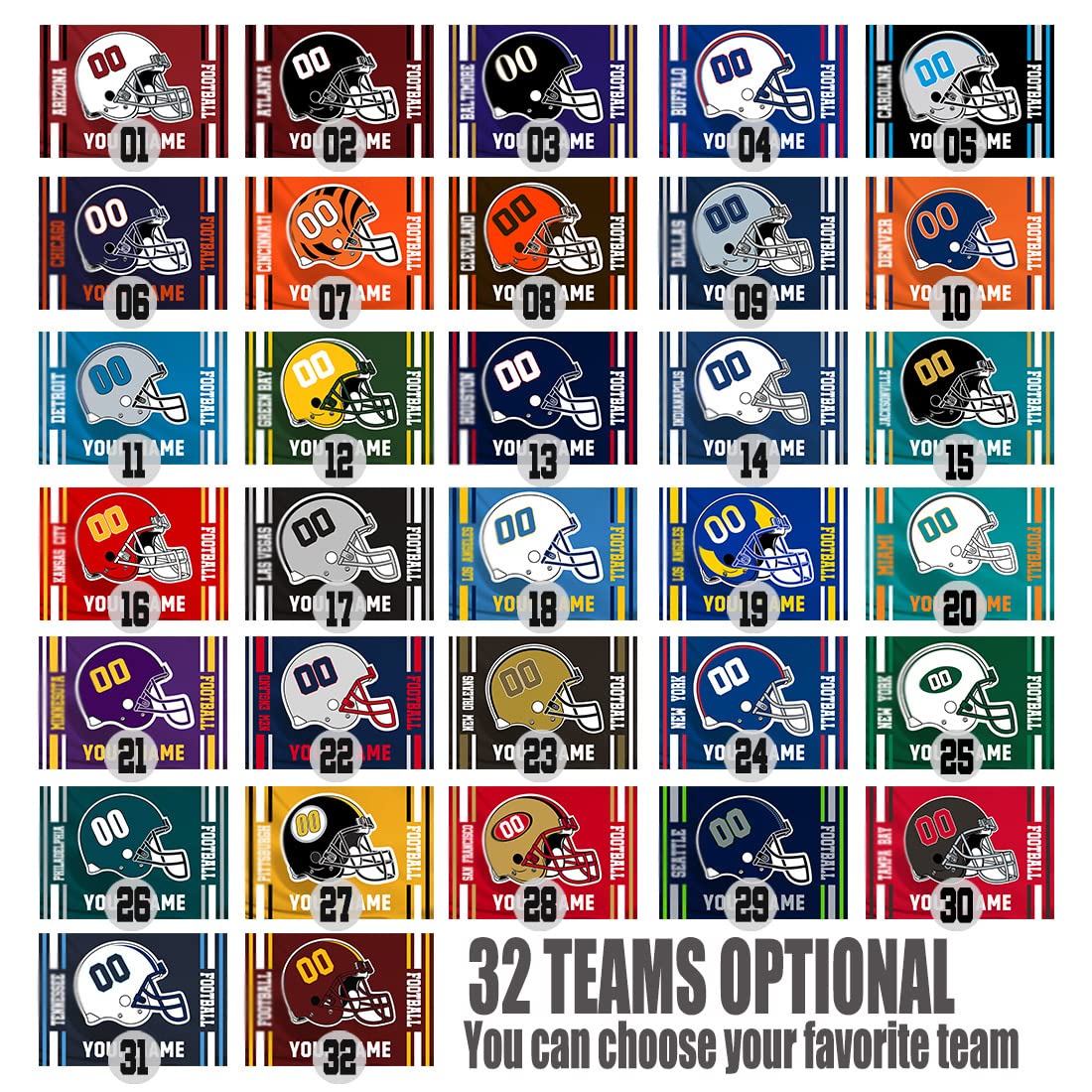 Bysincy Custom Football Diamond Painting with Name and Number, Customized Sports Fan Flag Painting with Helmet, Personnalized Football Diamond Art for Home Decor (32 Design Styles) Bysincy