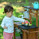 OLLIKIVI Mud Kitchen for Kids Outdoor,Wooden Play Kitchen with Removable Sink, Faucet,Storage Shelves, Backyard Garden Toddler Kitchen Playest, Kitchenware, Stove, Gift for Boys and Girls OLLIKIVI