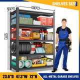 72''H Garage Shelving Heavy Duty Storage Shelves, 5 Tier Adjustable Metal Storage Rack, industrial storage shelves, Steel Shelving, garage shelving units and storage, (23.6"D x 47.3"W x 72"H) SFTORMAS