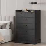 Hasuit Black 6 Drawer Dresser, Wooden Storage Chest of 6 Drawers, Vertical Large Capacity Clothing Storage Organizer, Tall Dressers for Bedroom, Hallway, Entryway Hasuit