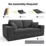 LIKIMIO 78" Loveseat Sofa in a Box, Cloud Boneless Couch with Comfy Deep Seat, No Assembly Required, Modern Upholstered Corduroy Sofa for Living Room, Apartment, Home Office, Dark Grey LIKIMIO