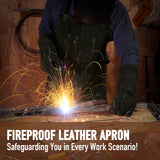 Leather Welding Apron - Heat & Flame Resistant Blacksmith Apron for Forging, BBQ, Grilling (36" Length, Black) LeaSeek