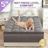 SINWEEK Dual Layer 5 Inch Memory Foam Mattress Topper King Size, 3 Inch Gel Memory Foam Plus 2 Inch 1450 GSM Down Alternative Quilted Pillow Top Mattress Pad Cover, Dark Gray SINWEEK