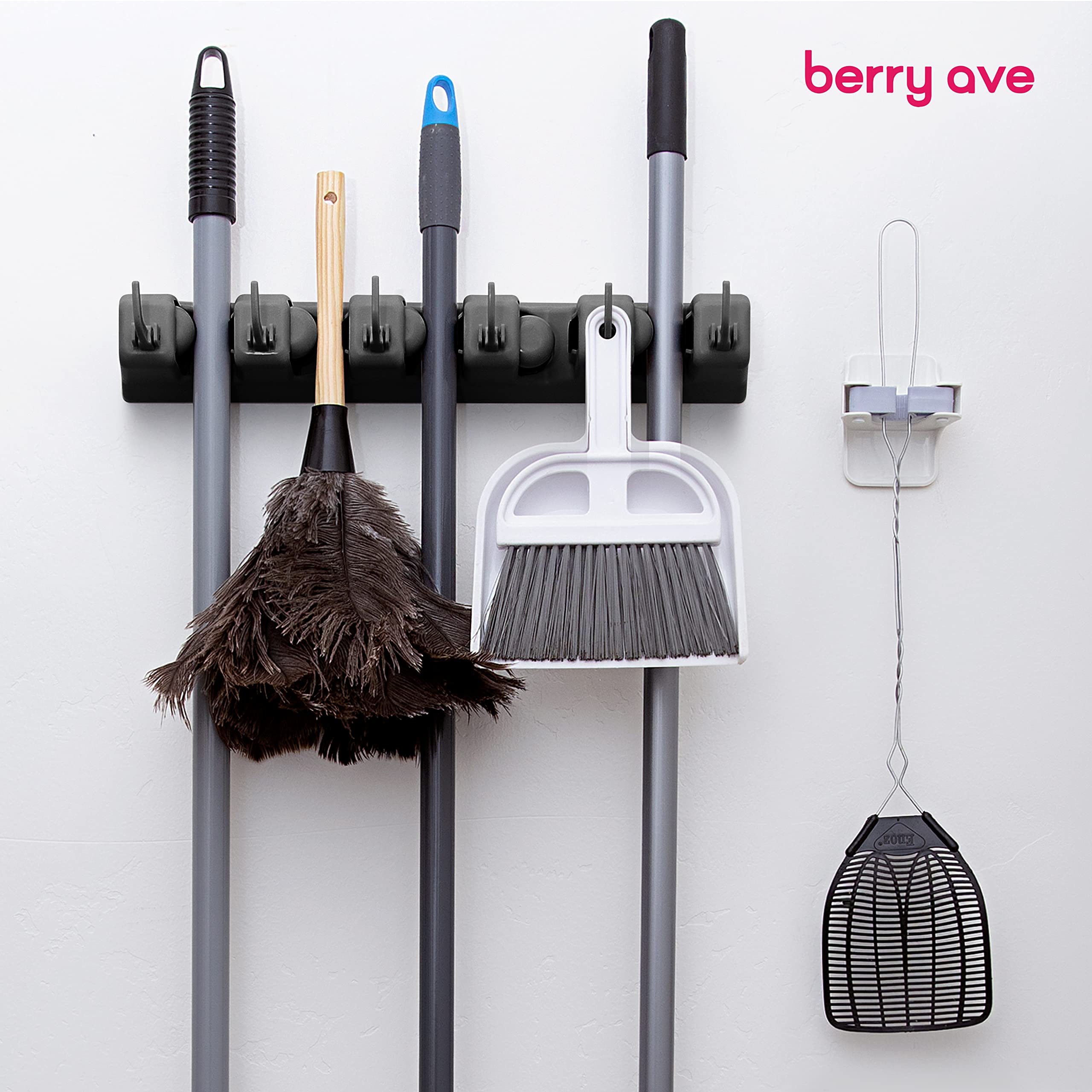 Berry Ave Broom Holder & Wall Mount Garden Tool Organizer