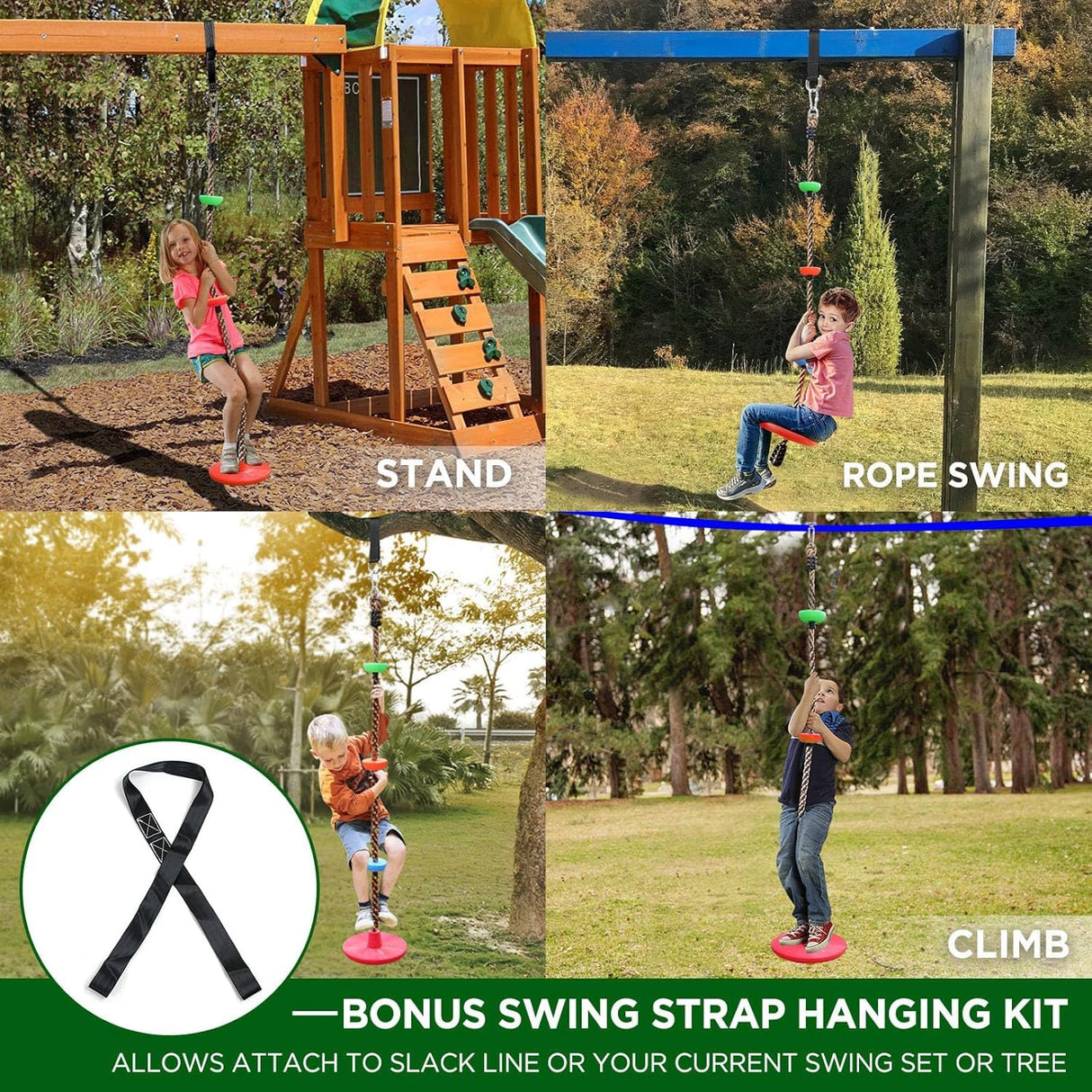 Ninja Obstacle Course for Kids Backyard - 10 Durable Obstacles and 60' Slackline - Outdoor Warrior Obstacle Playset Equipment with Gymnastic Ring, Rope Ladder, Ninja Wheel, Climbing Rope Swing Dripex