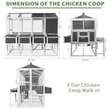 YOPTO 3-Tier Large Wooden Chicken Coop for 8-10 Chickens,Outdoor Walk-in Chicken Coop House with Run&Nesting Boxes,Hen House Poultry Pet Habitat Hutch Cage W/Pull Out Trays&Wire Fencing(95"×80"×83") YOPTO