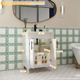 LUCKWIND 24" Bathroom Vanity with Sink Combo, Mid-Century Painted Bathroom Storage Cabinet with Cylindrical Feet, Undermount Sink and Vintage Handles, Mirror is NOT Included, White LUCKWIND