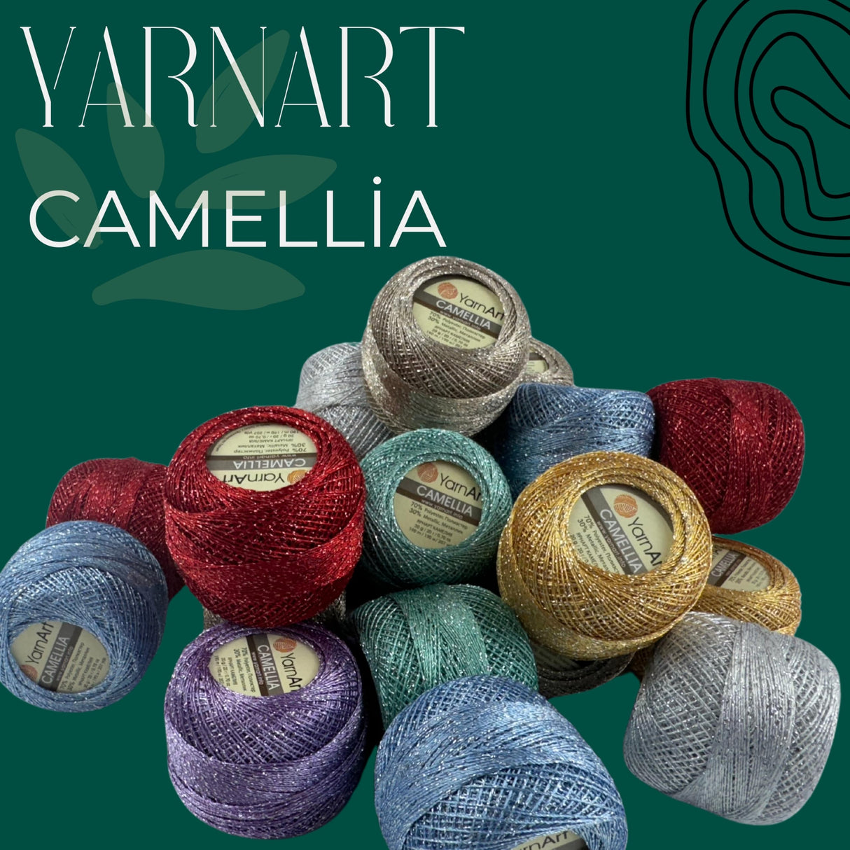 Yarnart Camellia Metallic Shimmer Fine Yarn - 70% Polyester, 30% Metallic, 192m, 20g, Crochet Thread, Lace, Embroidery, Jewelry Making, and Decorative Craft Yarn, 1.25mm Hook (Gold) YarnArt