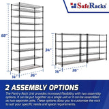 SafeRacks 10-Tier Pantry Shelf, Metal Wire Shelving Unit with Adjustable Shelves & Feet, Anti-Tip Kit, NSF Certified Steel Storage Rack for Kitchen or Garage Black 14" D×36" W×68" H SafeRacks