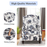 B BAIJIAWEI Wingback Recliner Chair - Tufted Arm Chair Recliner - Fabric Push Back Single Sofa for Living Room Adjustable Backrest (Single, Blue Floral) B BAIJIAWEI