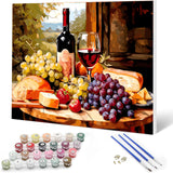 Auremi Fruit Paint by Number Kits for Adults,Red Wine Paint by Number on Canvas with Frame DIY Painting with Number Acrylic Oil Paint Kits for Home Decor 8x12 Inch Auremi
