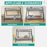 Hollywood Bunk Beds Twin Over Full Size, Heavy Duty Metal Bunk Bed with Safety Guardrails, Angled Ladder, Underbed Storage, 800LBs capacity - for Kids and Teens, Twin over Full Bunk Bed, Black Naomi Home