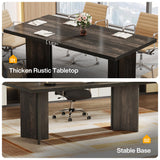 Tribesigns 10.5FT Conference Table, Large Rectangle Meeting Seminar Table for 10-12 Person, Long Wooden Business Tables (Set of 2, Dark Gray) Tribesigns