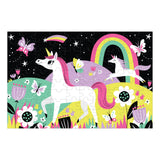 Mudpuppy Unicorns – 100 Piece Glow In The Dark Jigsaw Puzzle with a Wondrous Scene of Magical Unicorns and Hidden Hillside Details in the Dark Mudpuppy
