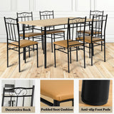 Homy Casa 7-Piece Modern Dining Set for 6, 55.1" Square Table with PVC Soft-Cushion Seats, Space-Saving Design, Metal Frames, Ideal for Small Kitchens, Apartments, and Dining Rooms, Light Yellow Homy Casa