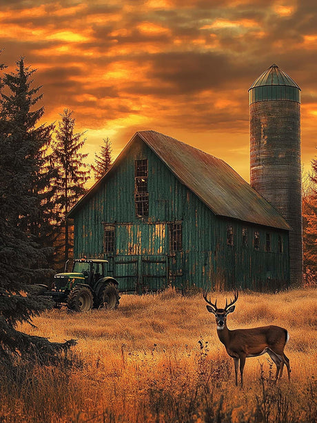 Kaliosy 5D Diamond Art Kits for Adults Sunset Landscape by Number Kits, Diamond Painting Art Moose DIY Full Drill Crystal Craft Cross Stitch Embroidery Decoration (12x16 inch) 30x40 cm Kaliosy