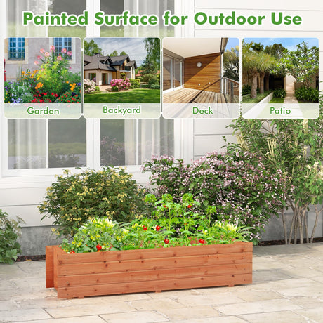 CLEEMAN Raised Garden Bed, Rectangle Wood Garden Planter with 2 Drainage Holes & Removable Bottom, Planter Box Outdoor for Fruit Vegetable Flower Herb, 44” x 11” x 10” CLEEMAN