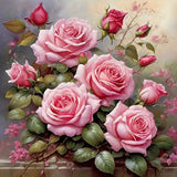JFYHAB Pink Rose Diamond Painting Kits for Adults-Flowers Diamond Art Kits for Adults,5D Diamond Painting Rose, DIY Full Drill Diamond Painting Rose Gem Art and Crafts 12x12inch JFYHAB