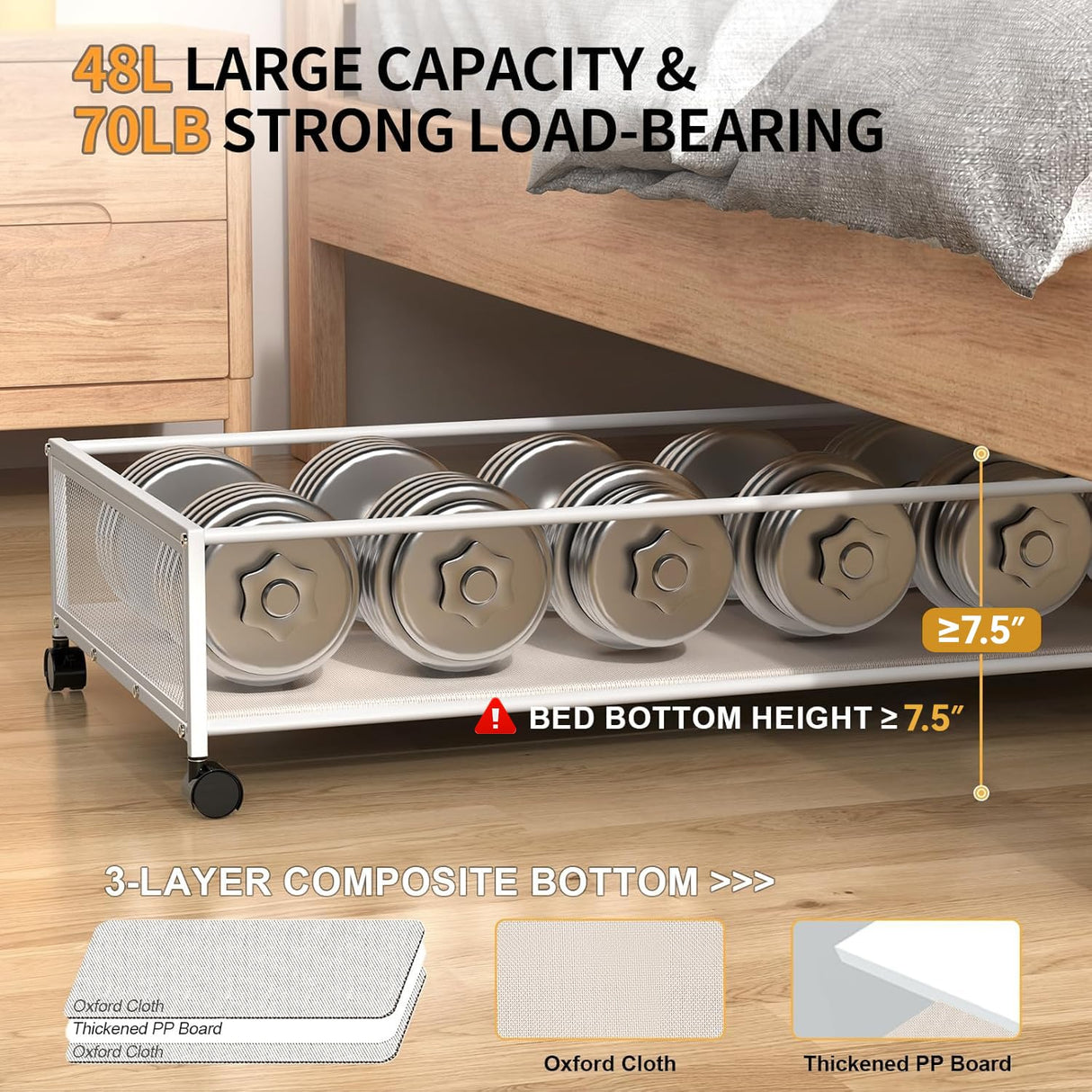 Eastherry Under Bed Storage with Wheels, XXL Larger Under Bed Storage Containers with Clear Lids, 31'' Lengthen Underbed Shoe Organizer for Shoes Clothes(White 2 Pack, XXL(31"x16.6"x7.48")) Eastherry
