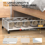 Eastherry Under Bed Storage with Wheels, XXL Larger Under Bed Storage Containers with Clear Lids, 31'' Lengthen Underbed Shoe Organizer for Shoes Clothes(White 2 Pack, XXL(31"x16.6"x7.48")) Eastherry
